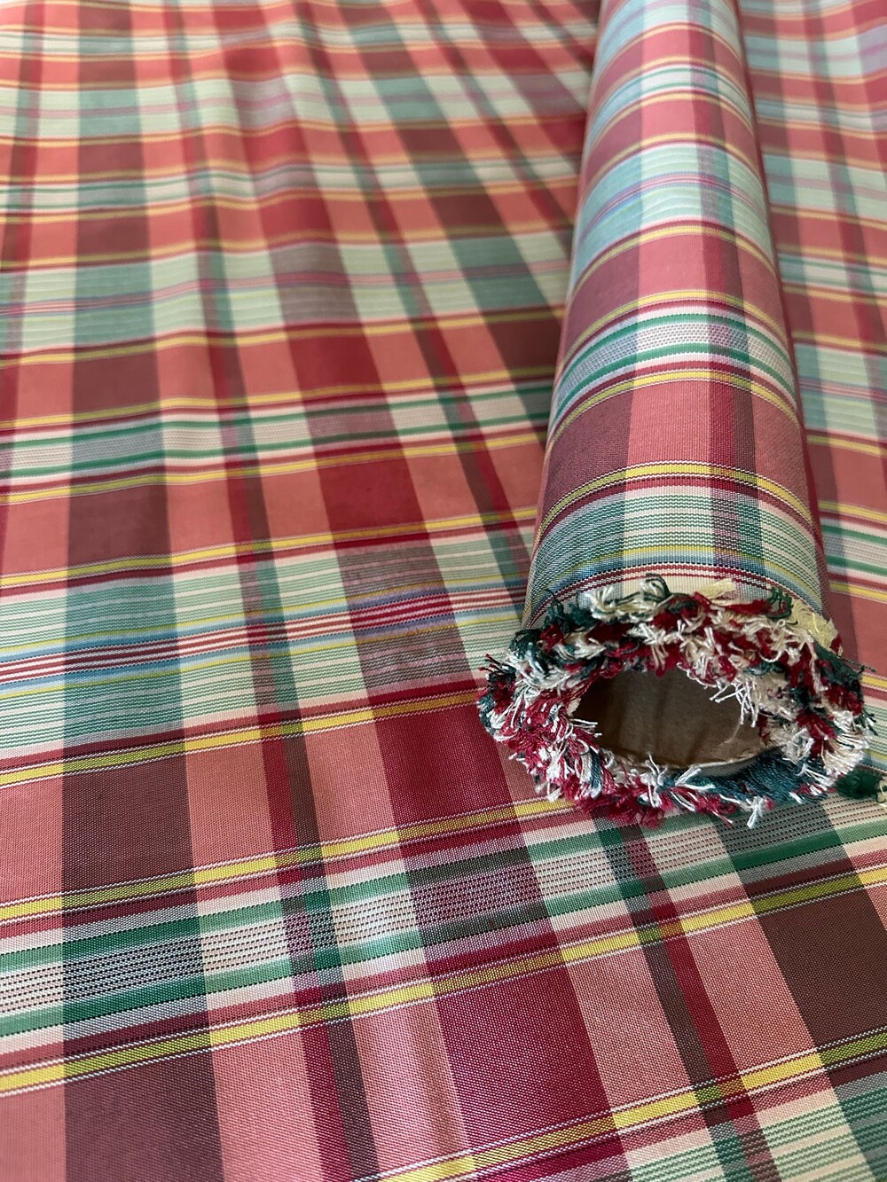 Upholstery Drapery Tartan Pattern Satin Cotton 8' x 54" Fabric